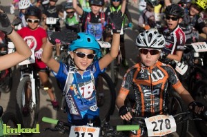 Kids getting ready to head out on the kids race, led by Linked Cycling, August 19.