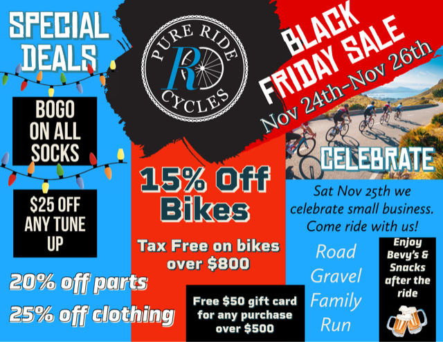 Pure Ride Cycles Black Friday Sale & Rides